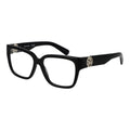 Longchamp black acetate eyeglass frames with sleek, modern design and clear lenses, showcasing stylish eyewear for everyday wear