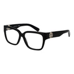 Longchamp black acetate eyeglass frames with sleek, modern design and clear lenses, showcasing stylish eyewear for everyday wear