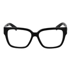 Longchamp black acetate glasses frames with rectangular design and clear lenses, stylish eyewear for everyday wear.