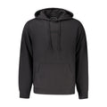 Black Guess Jeans organic cotton men's hoodie with drawstring hood and front pocket, casual and comfortable for everyday wear.