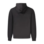 Black Guess Jeans men's hoodie made from organic cotton, featuring a comfortable fit and casual style.
