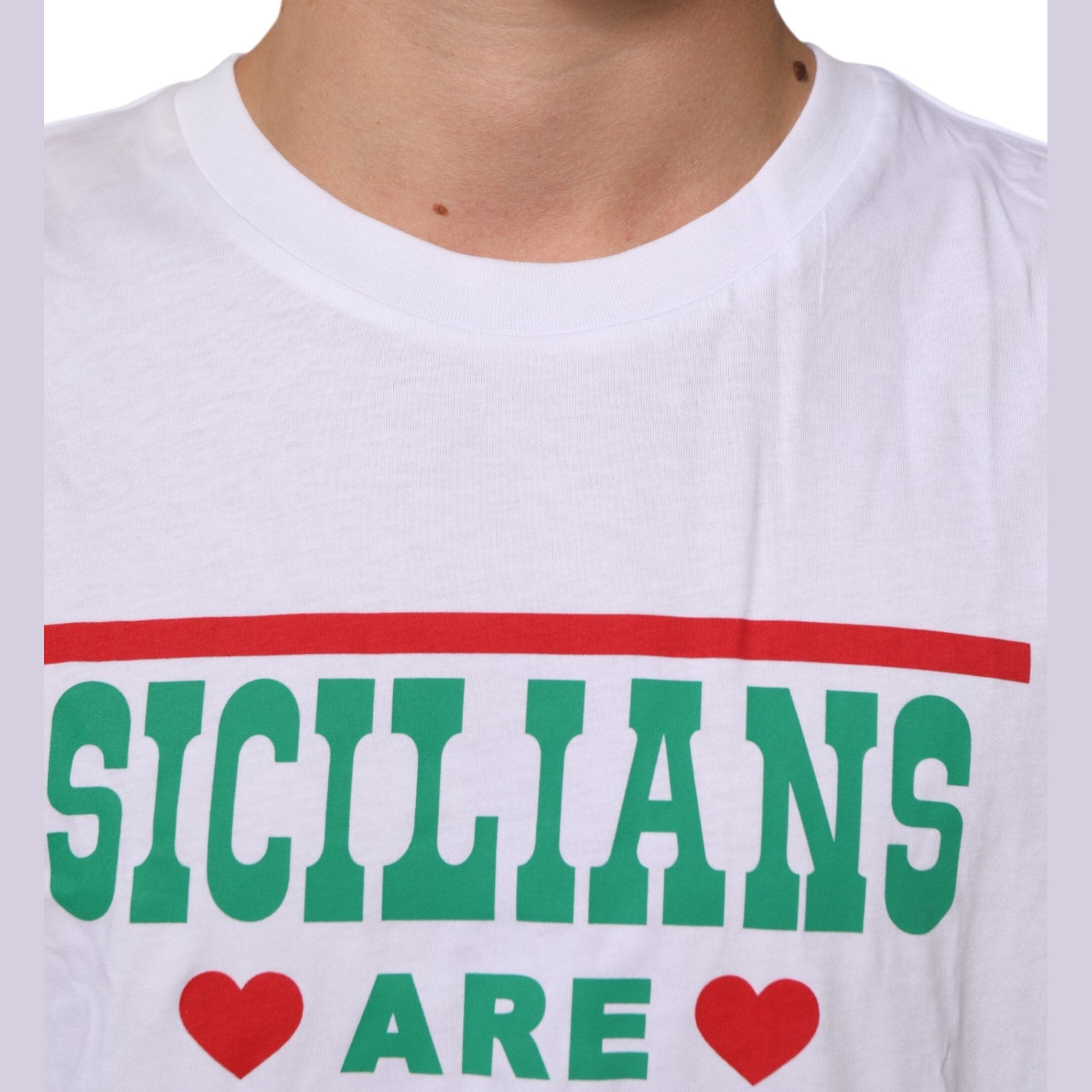 Dolce & Gabbana White Graphic Print Cotton Crew Neck T-shirt