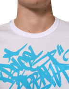 Dolce & Gabbana White Graphic Print Cotton Crew Neck T-shirt