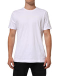 Dolce & Gabbana White Cotton Crew Neck Short Sleeves T-shirt - Eljoys Fashion 