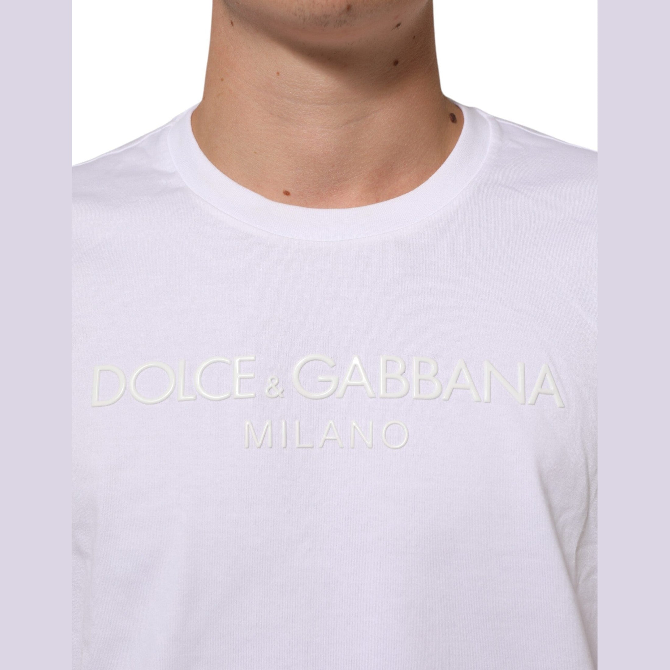 Dolce & Gabbana White Cotton Crew Neck Short Sleeves T-shirt