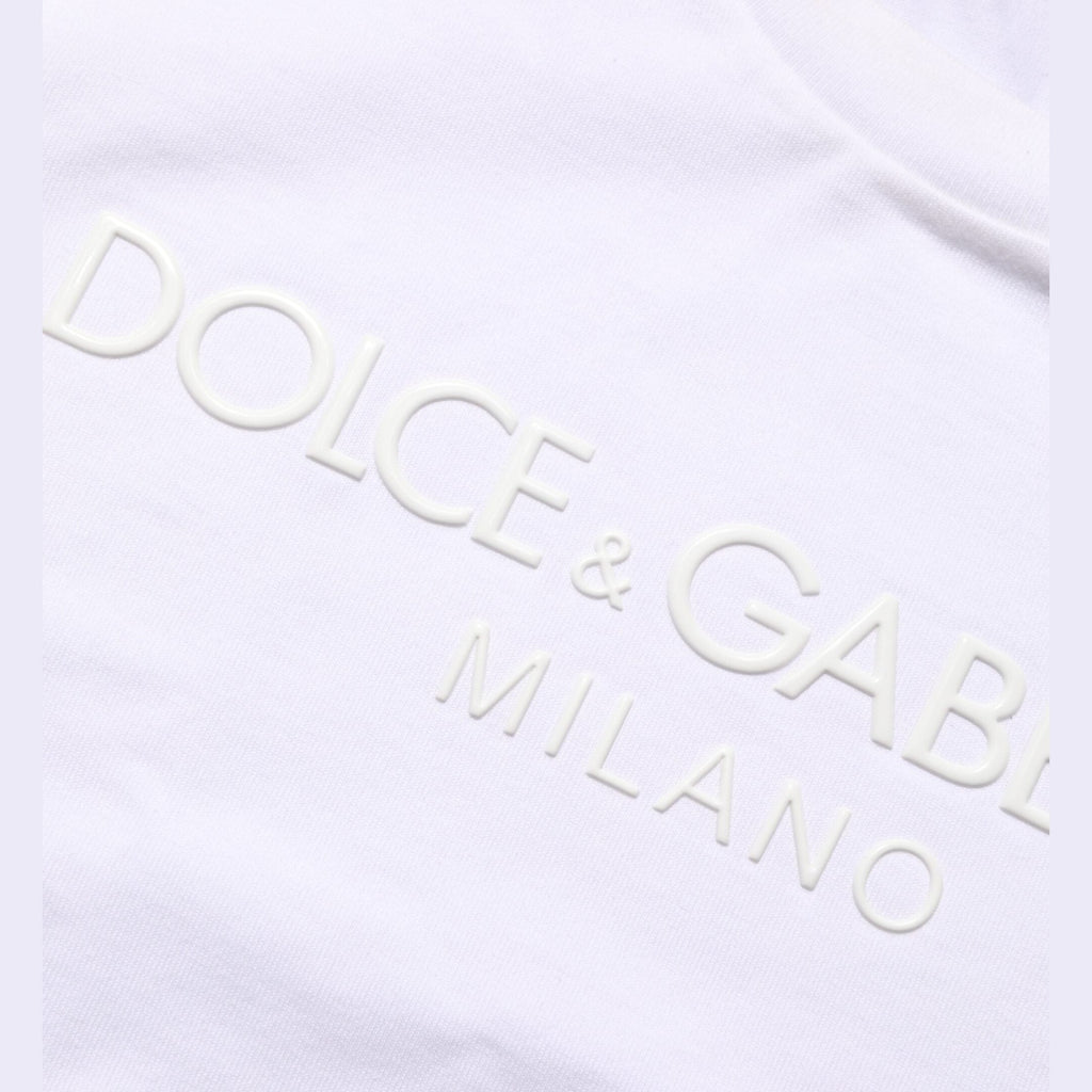 Dolce & Gabbana White Cotton Crew Neck Short Sleeves T-shirt