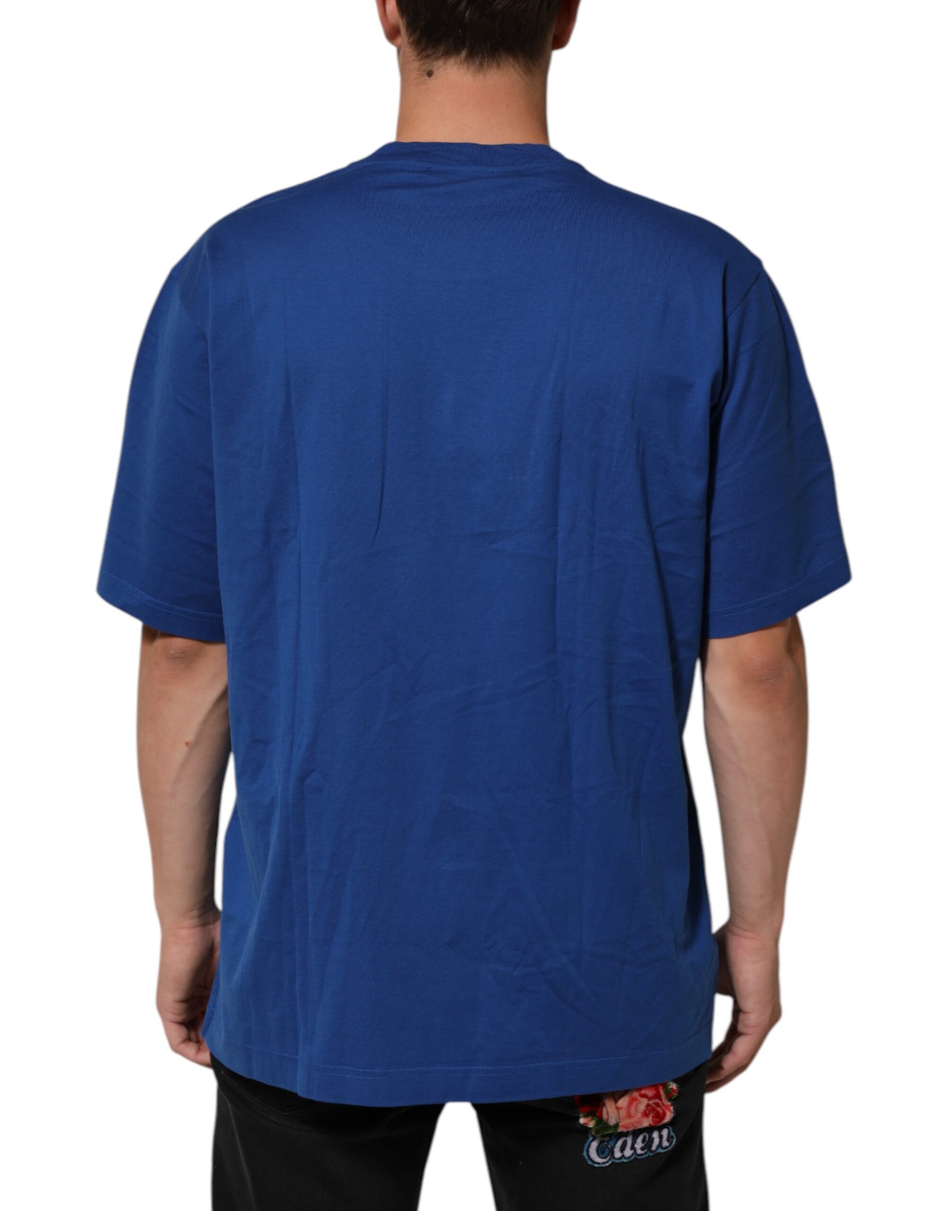 Dolce & Gabbana Blue Logo Print Cotton Crew Neck Men T-shirt Dolce & Gabbana