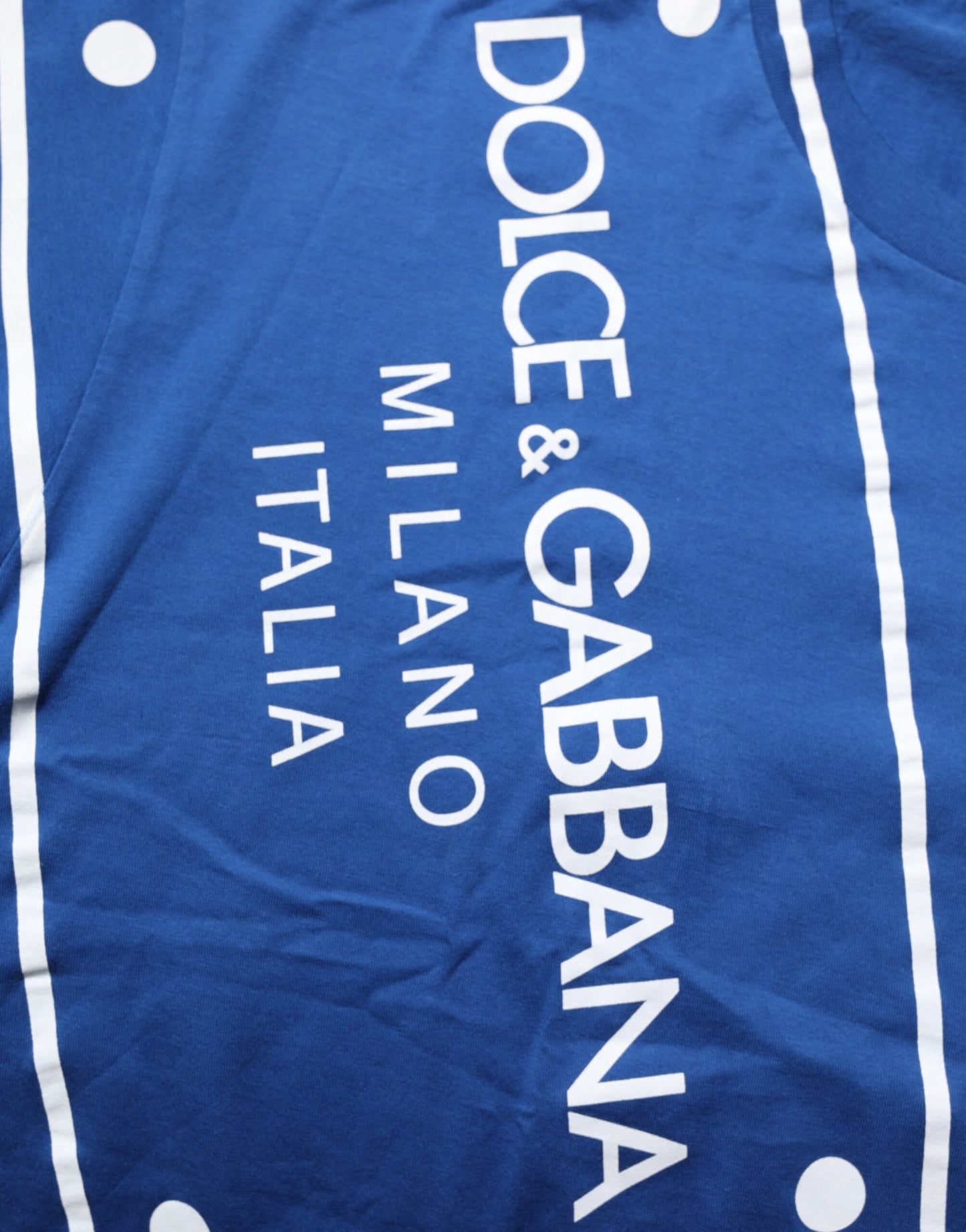 Dolce & Gabbana Blue Logo Print Cotton Crew Neck Men T-shirt Dolce & Gabbana