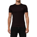 Dolce & Gabbana Brown Logo Plaque Cotton Crew Neck T-shirt