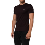 Dolce & Gabbana Brown Logo Plaque Cotton Crew Neck T-shirt