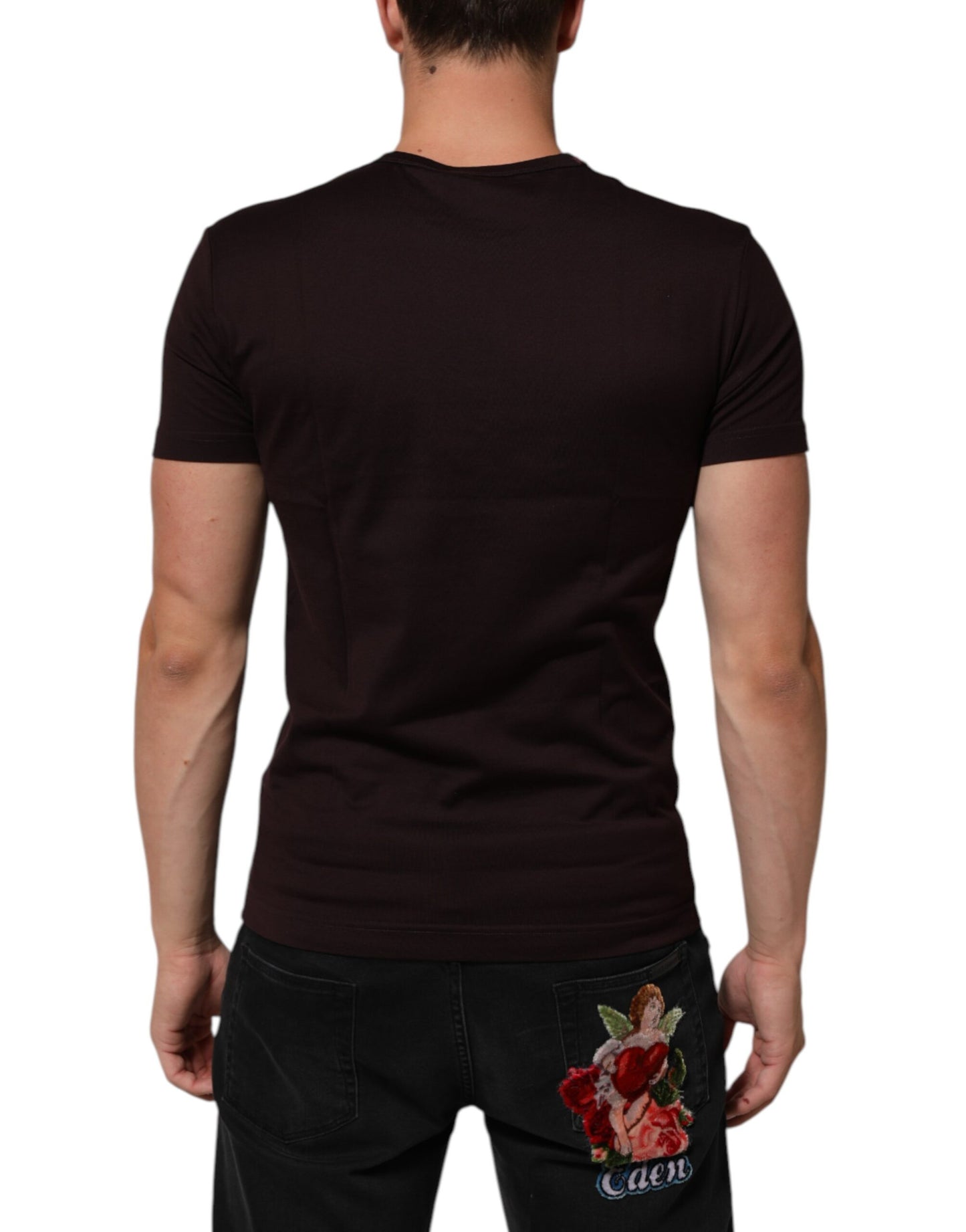 Dolce & Gabbana Brown Logo Plaque Cotton Crew Neck T-shirt Dolce & Gabbana