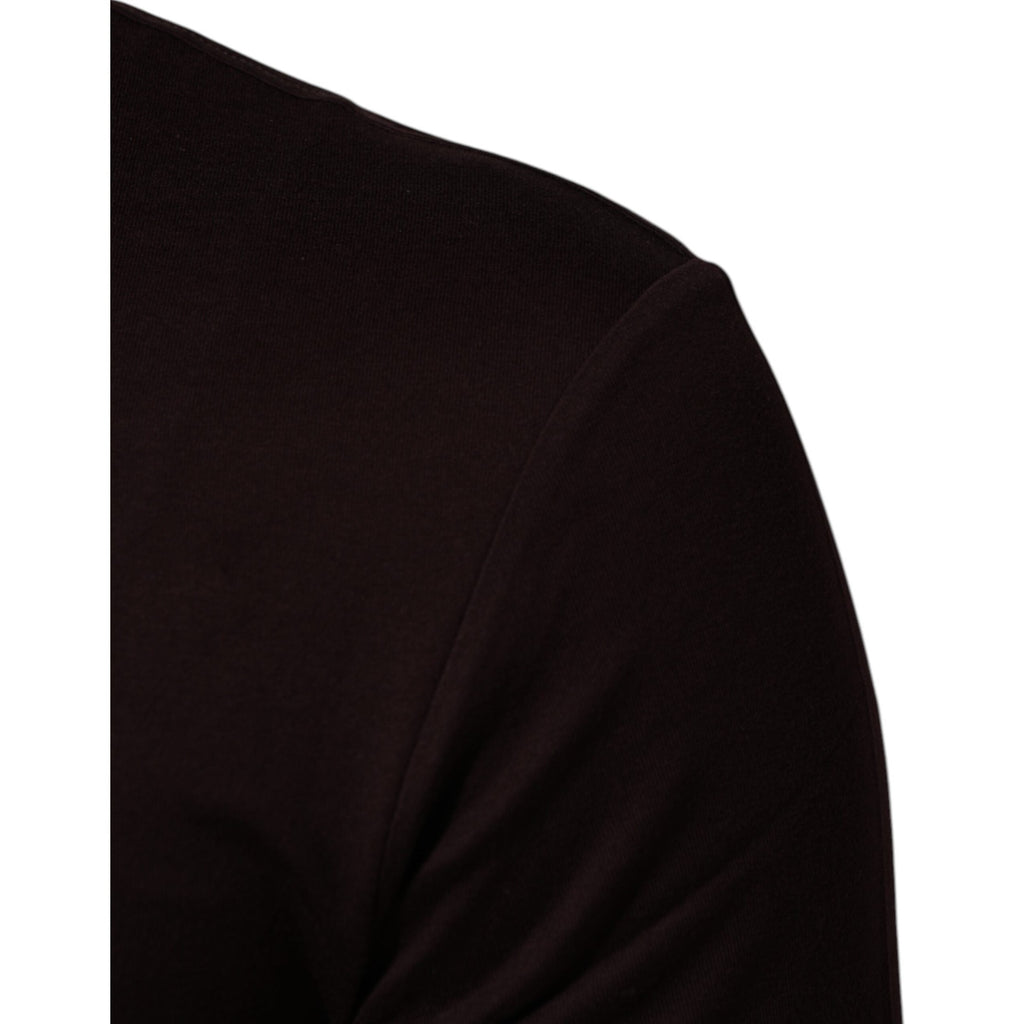 Dolce & Gabbana Brown Logo Plaque Cotton Crew Neck T-shirt
