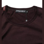 Dolce & Gabbana Brown Logo Plaque Cotton Crew Neck T-shirt