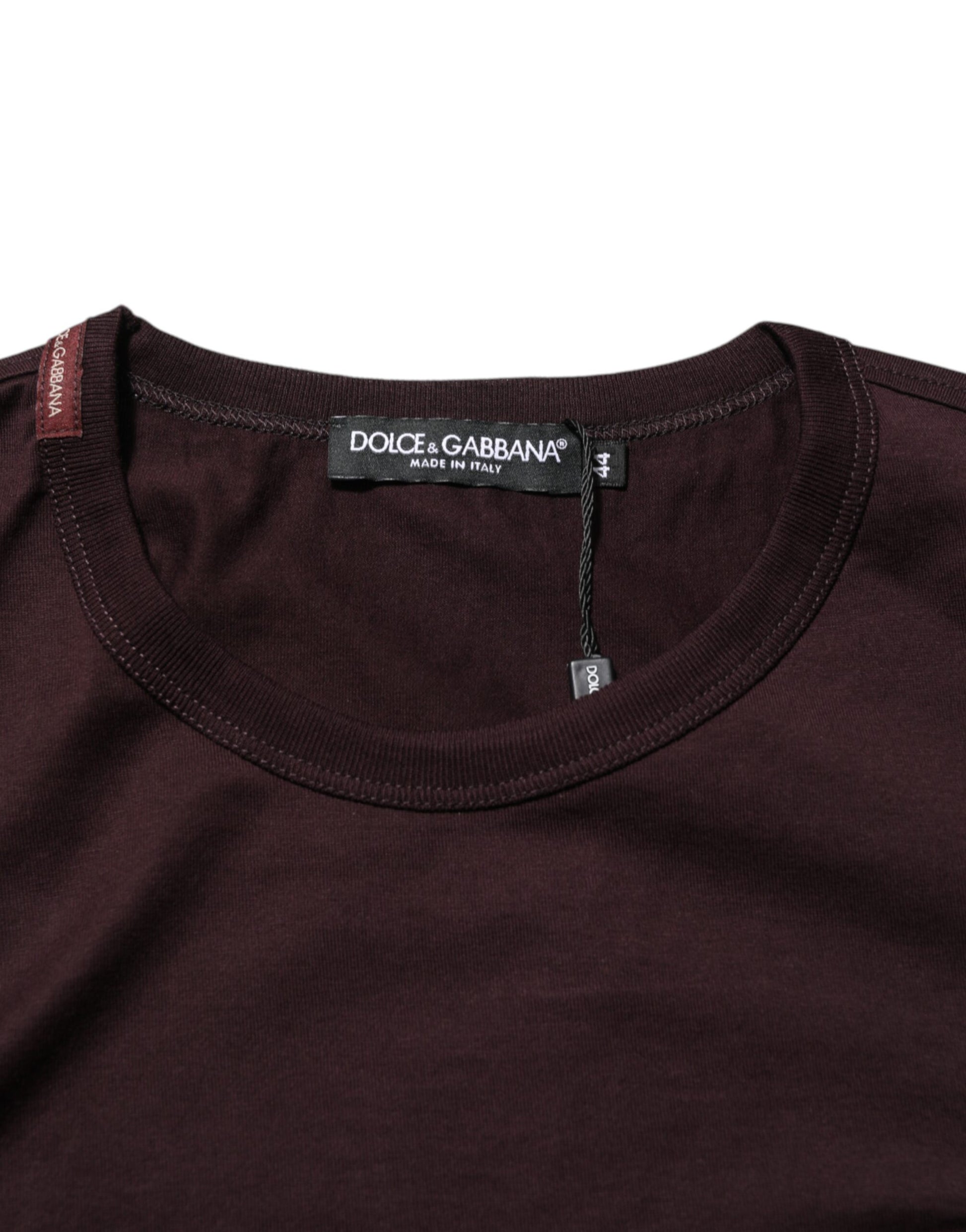 Dolce & Gabbana Brown Logo Plaque Cotton Crew Neck T-shirt Dolce & Gabbana