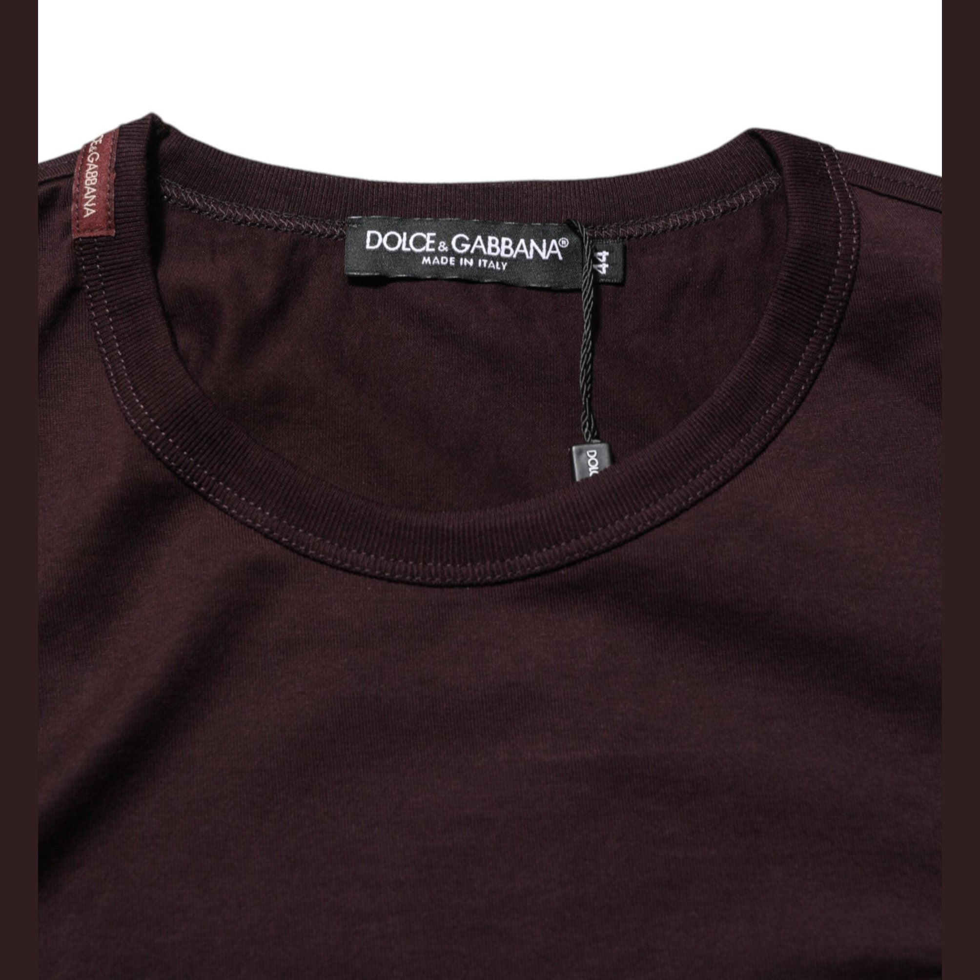 Dolce & Gabbana Brown Logo Plaque Cotton Crew Neck T-shirt