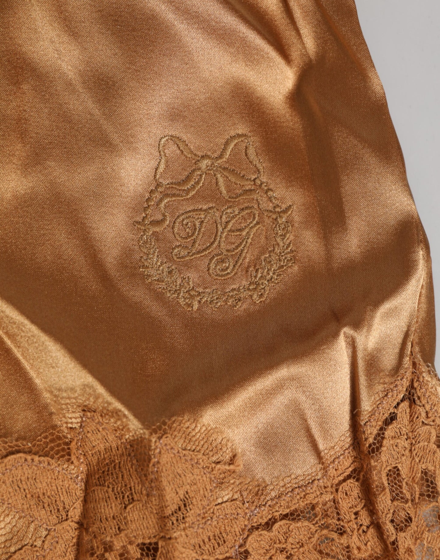 Dolce & Gabbana Brown Silk Satin Floral Lace Shorts Underwear Dolce & Gabbana