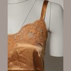 Dolce & Gabbana Brown Floral Lace Silk Satin Tank Lingerie Underwear