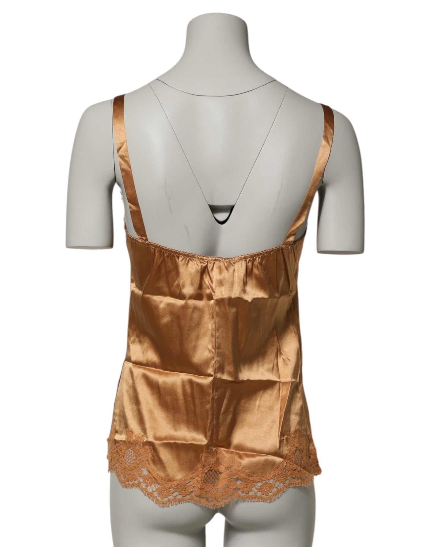 Dolce & Gabbana Brown Floral Lace Silk Satin Tank Lingerie Underwear Dolce & Gabbana