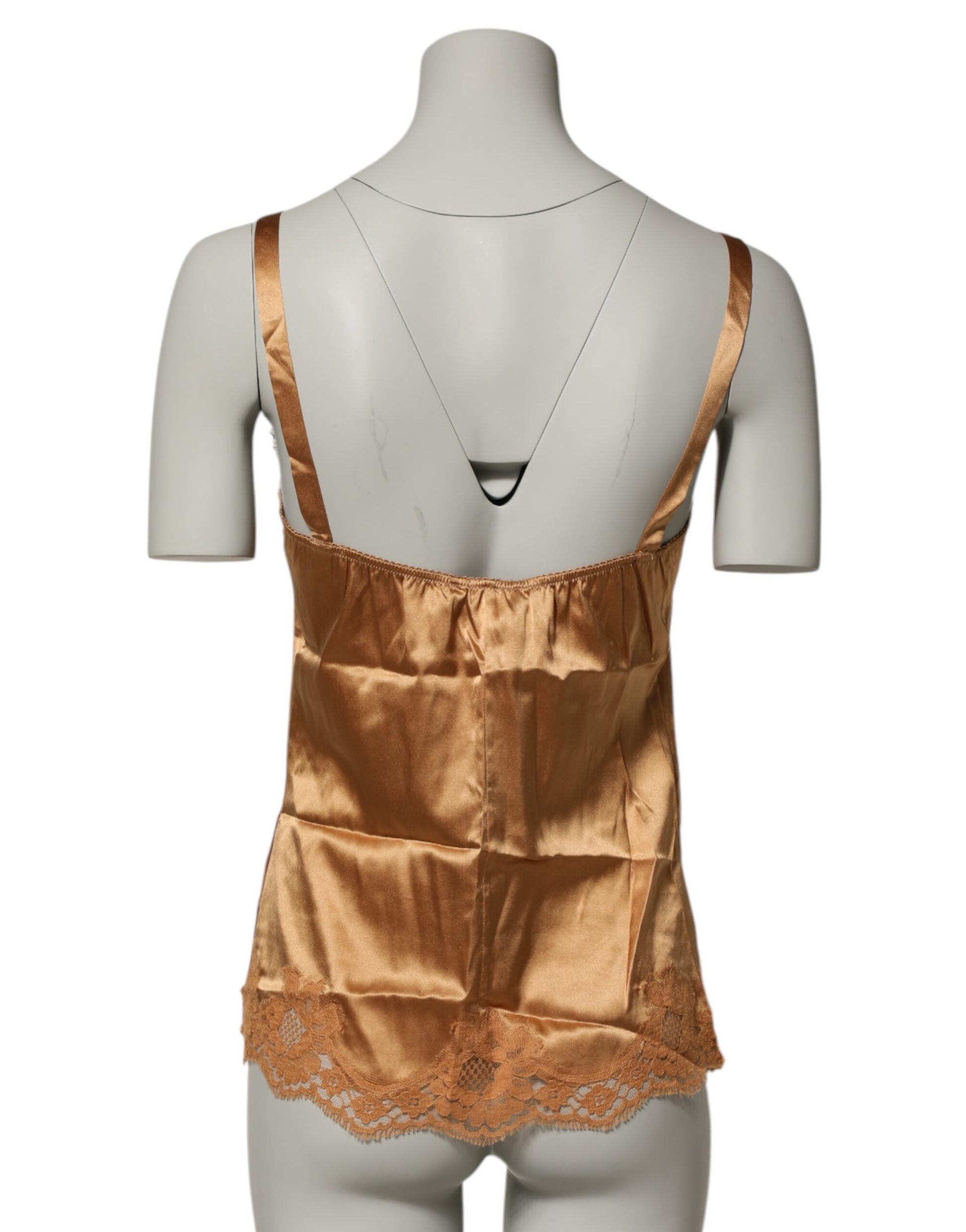 Dolce & Gabbana Brown Floral Lace Silk Satin Tank Lingerie Underwear Dolce & Gabbana