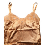 Dolce & Gabbana Brown Floral Lace Silk Satin Tank Lingerie Underwear