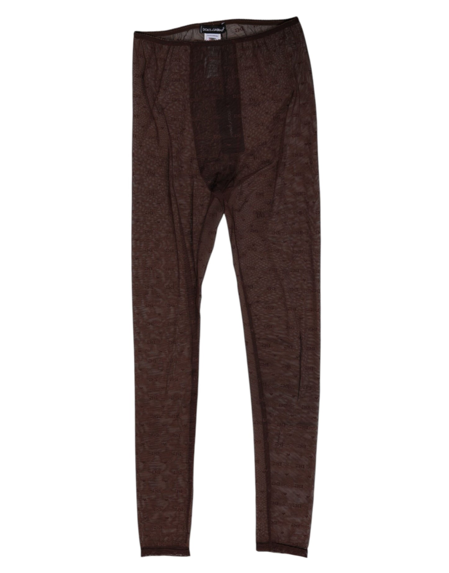 Dolce & Gabbana Brown Nylon Logo Lace Leggings Pants Underwear Dolce & Gabbana
