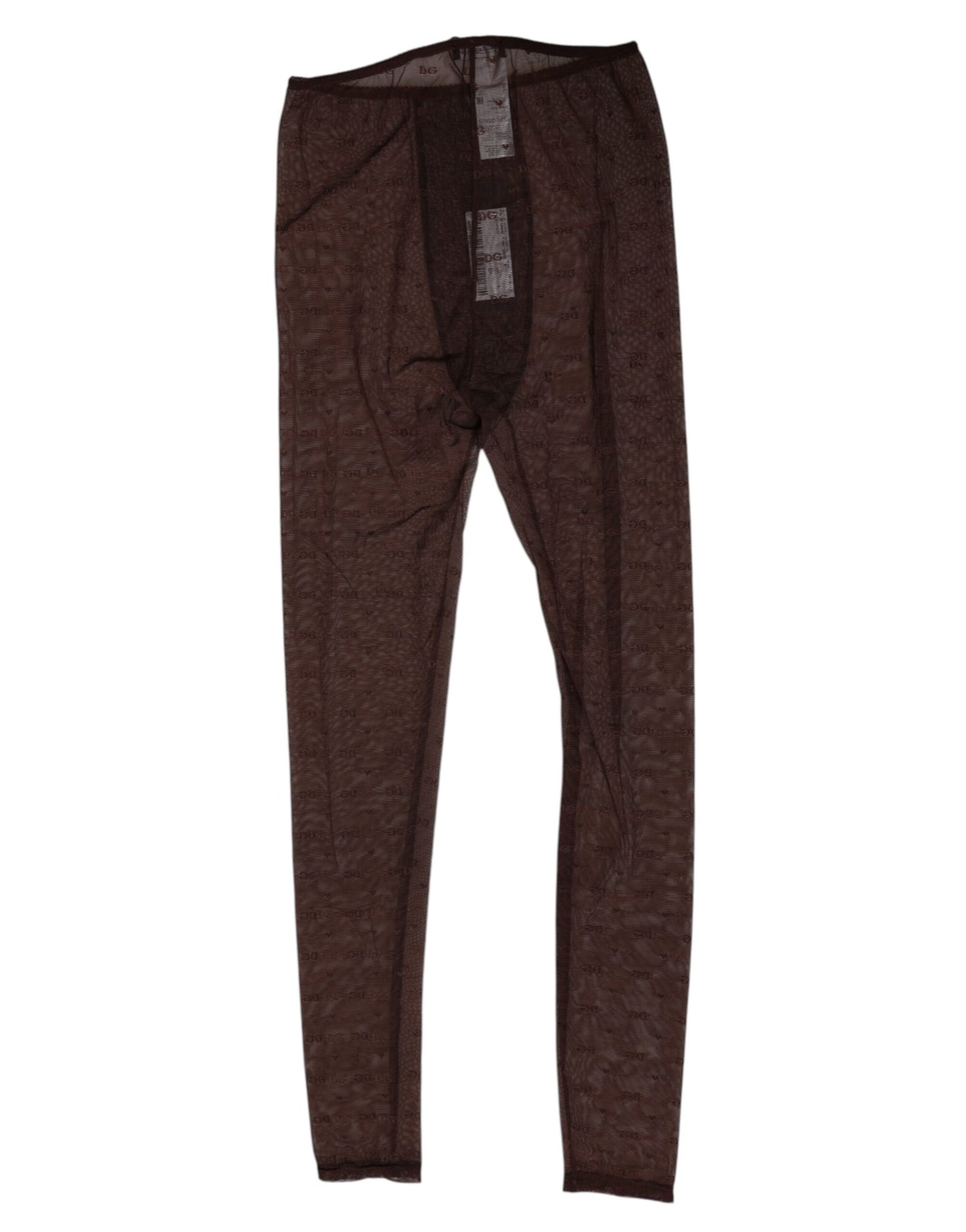 Dolce & Gabbana Brown Nylon Logo Lace Leggings Pants Underwear Dolce & Gabbana