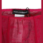 Dolce & Gabbana Fuchsia Logo Lace Tight Midi Trousers Underwear