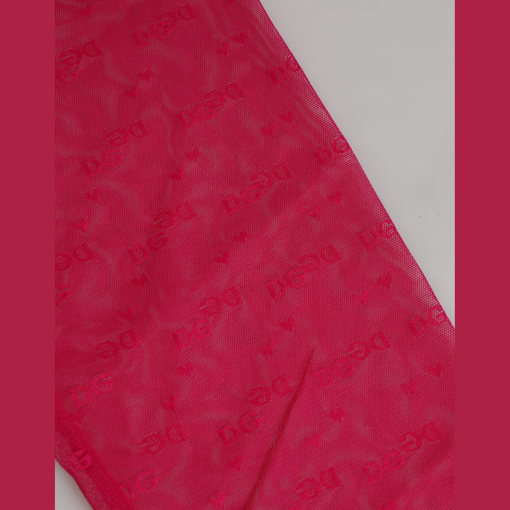 Dolce & Gabbana Fuchsia Logo Lace Tight Midi Trousers Underwear