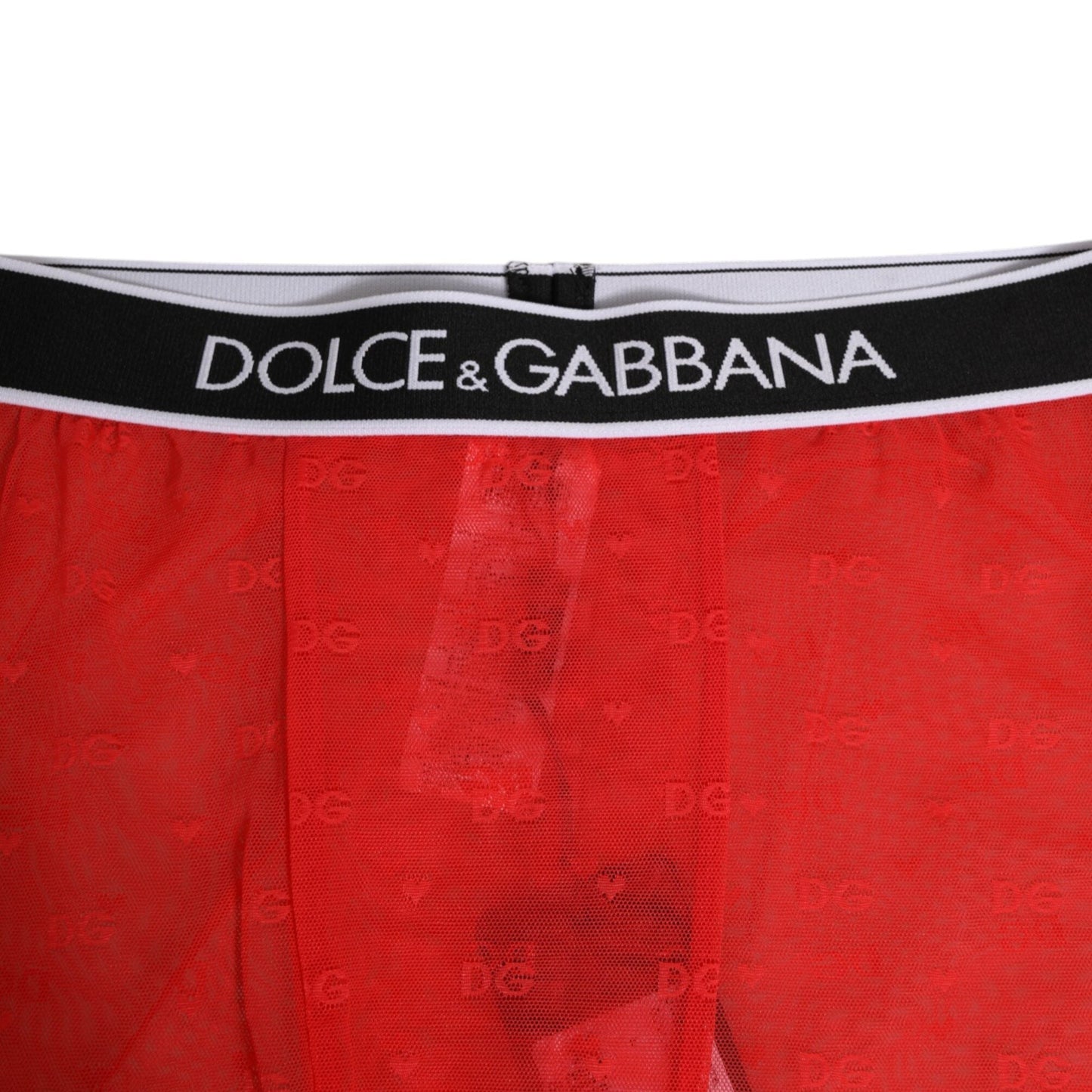 Dolce & Gabbana Red Logo Lace Tight Midi Trousers Underwear