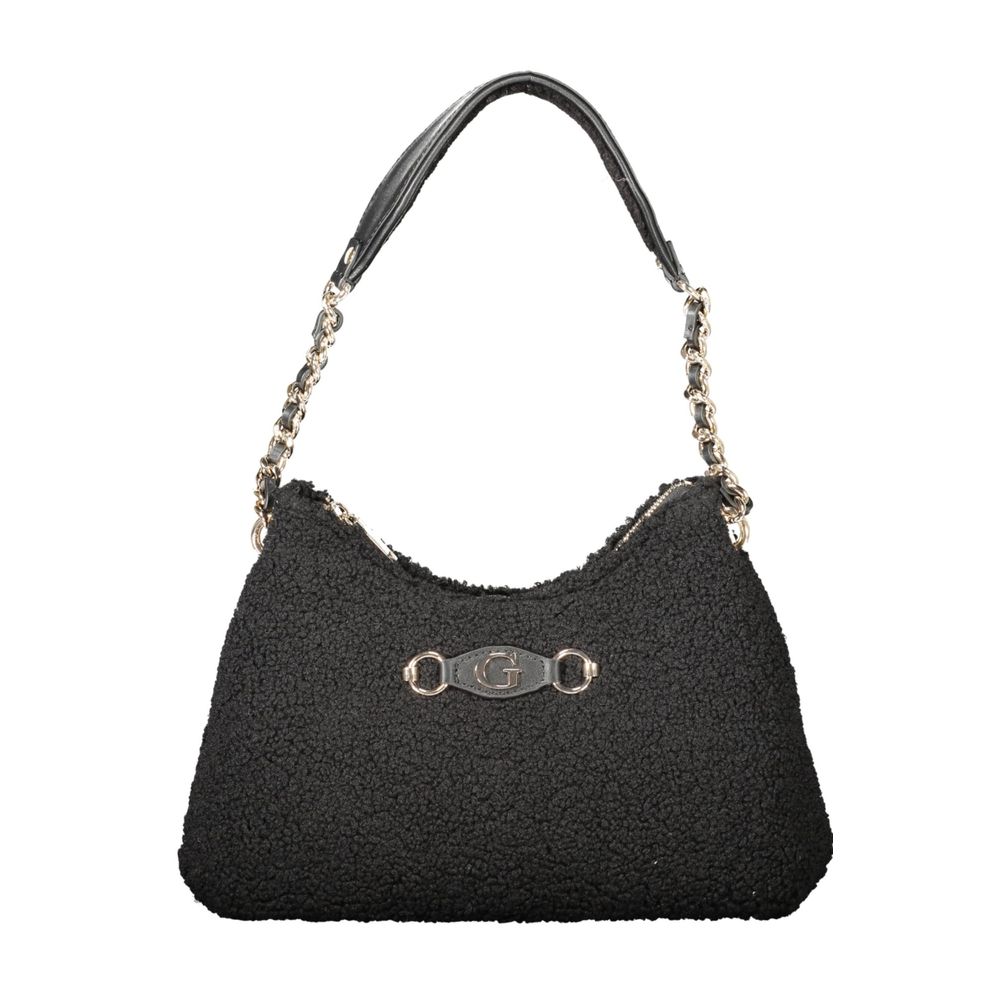 Guess Jeans Nero polyester women's handbag with sleek design and silver hardware, featuring a top handle and spacious interior.