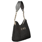 Guess Jeans Nero polyester women's handbag with sleek design and top handle, featuring subtle branding and stylish details.