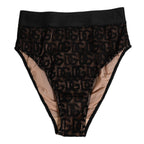 Dolce & Gabbana Black DG Logo Lace High Brief Panty Underwear