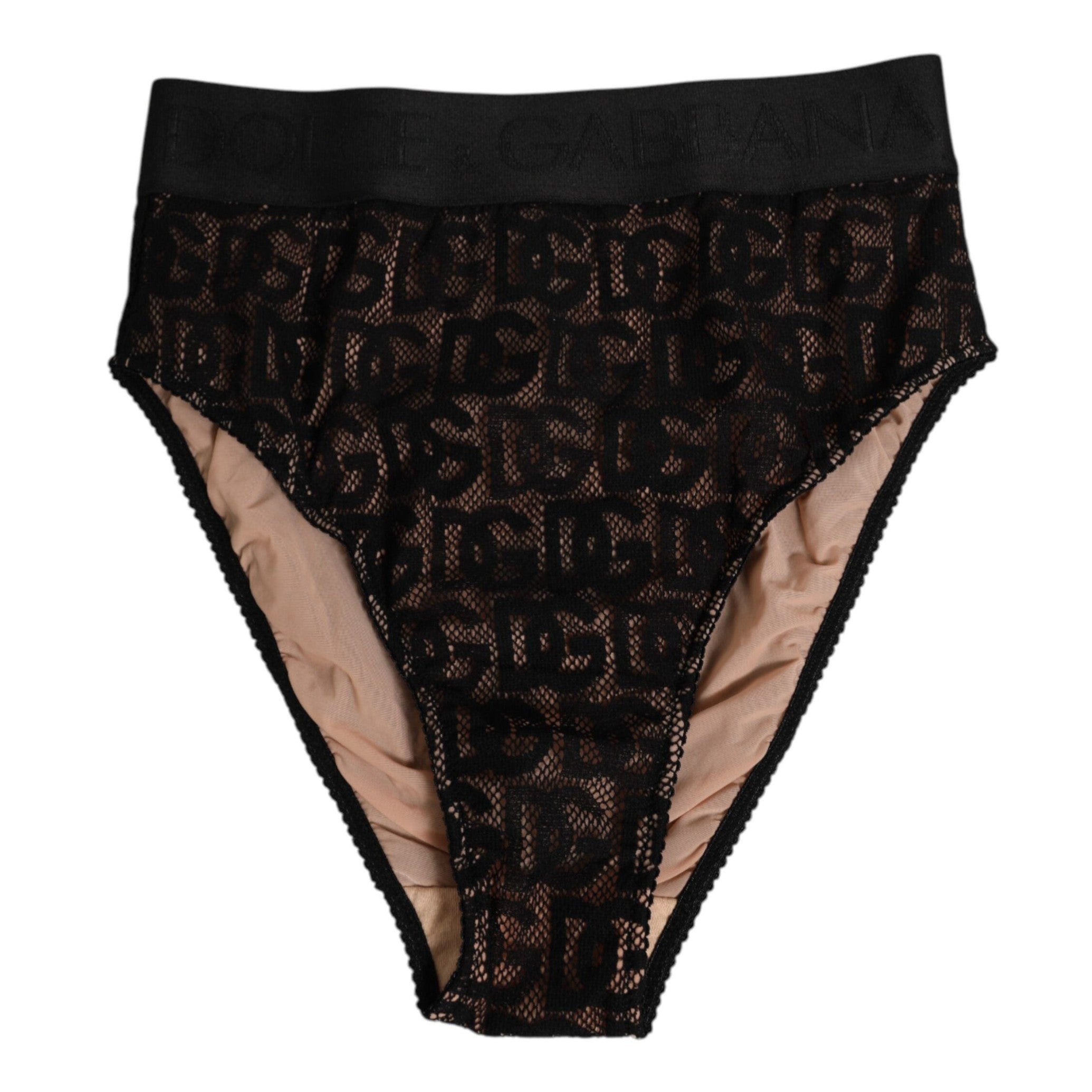 Dolce & Gabbana Black DG Logo Lace High Brief Panty Underwear