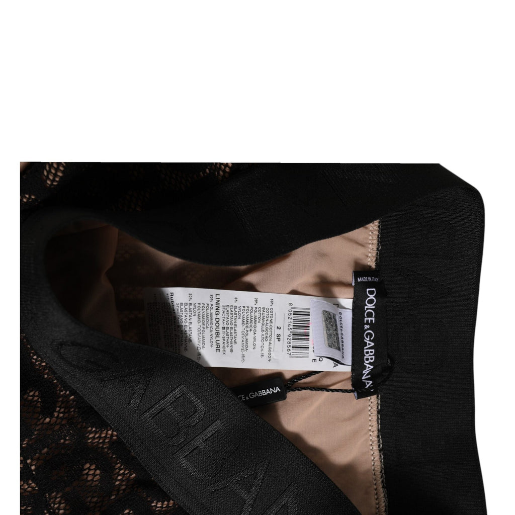 Dolce & Gabbana Black DG Logo Lace High Brief Panty Underwear