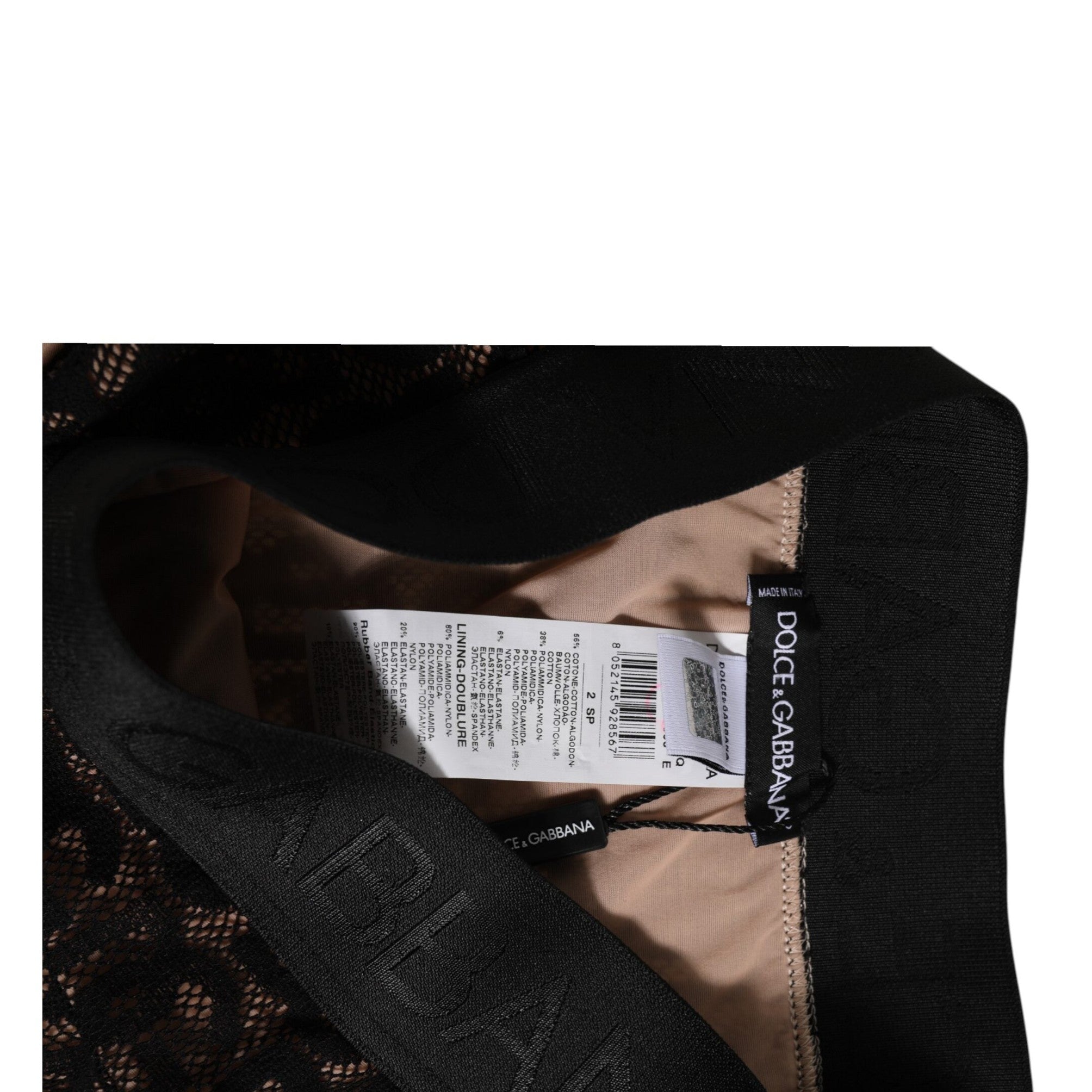 Dolce & Gabbana Black DG Logo Lace High Brief Panty Underwear