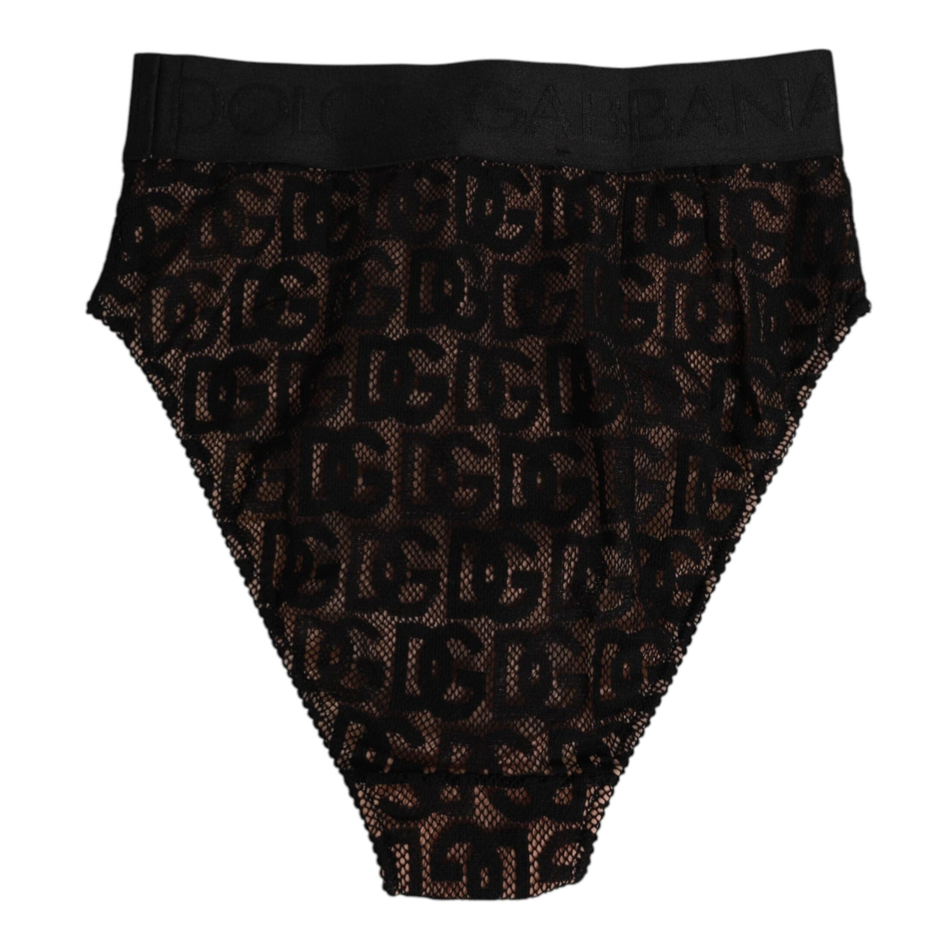 Dolce & Gabbana Black DG Logo Lace High Brief Panty Underwear