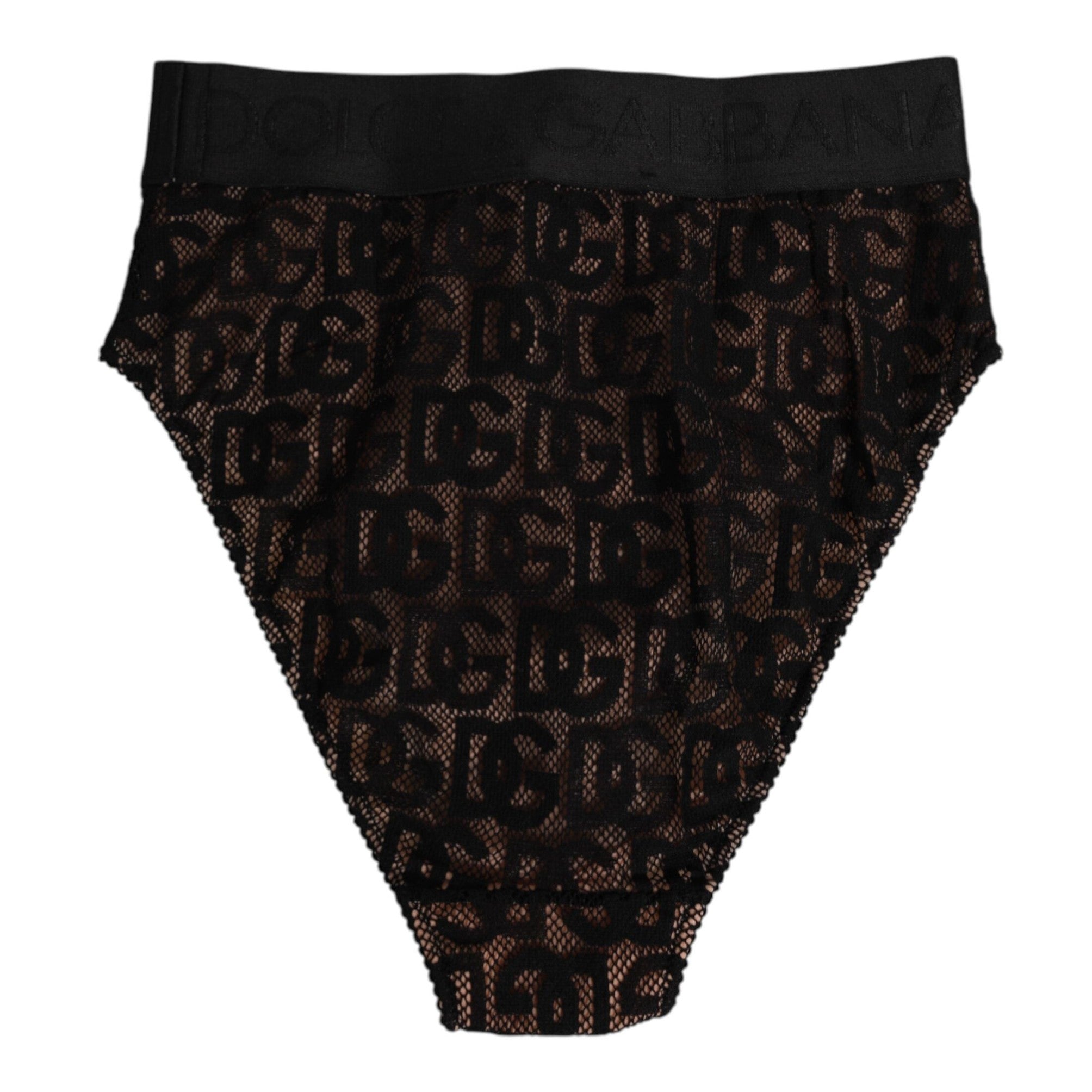 Dolce & Gabbana Black DG Logo Lace High Brief Panty Underwear