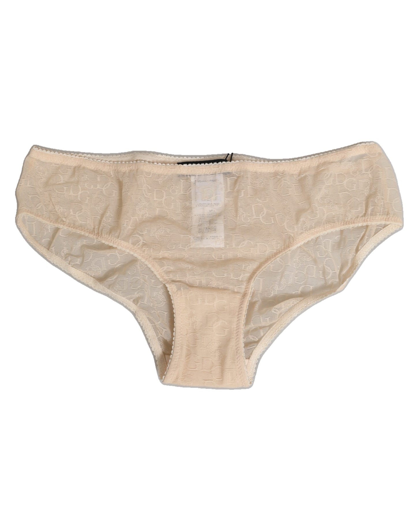 Dolce & Gabbana Beige DG Logo Lace Mid Waist Panty Underwear Dolce & Gabbana
