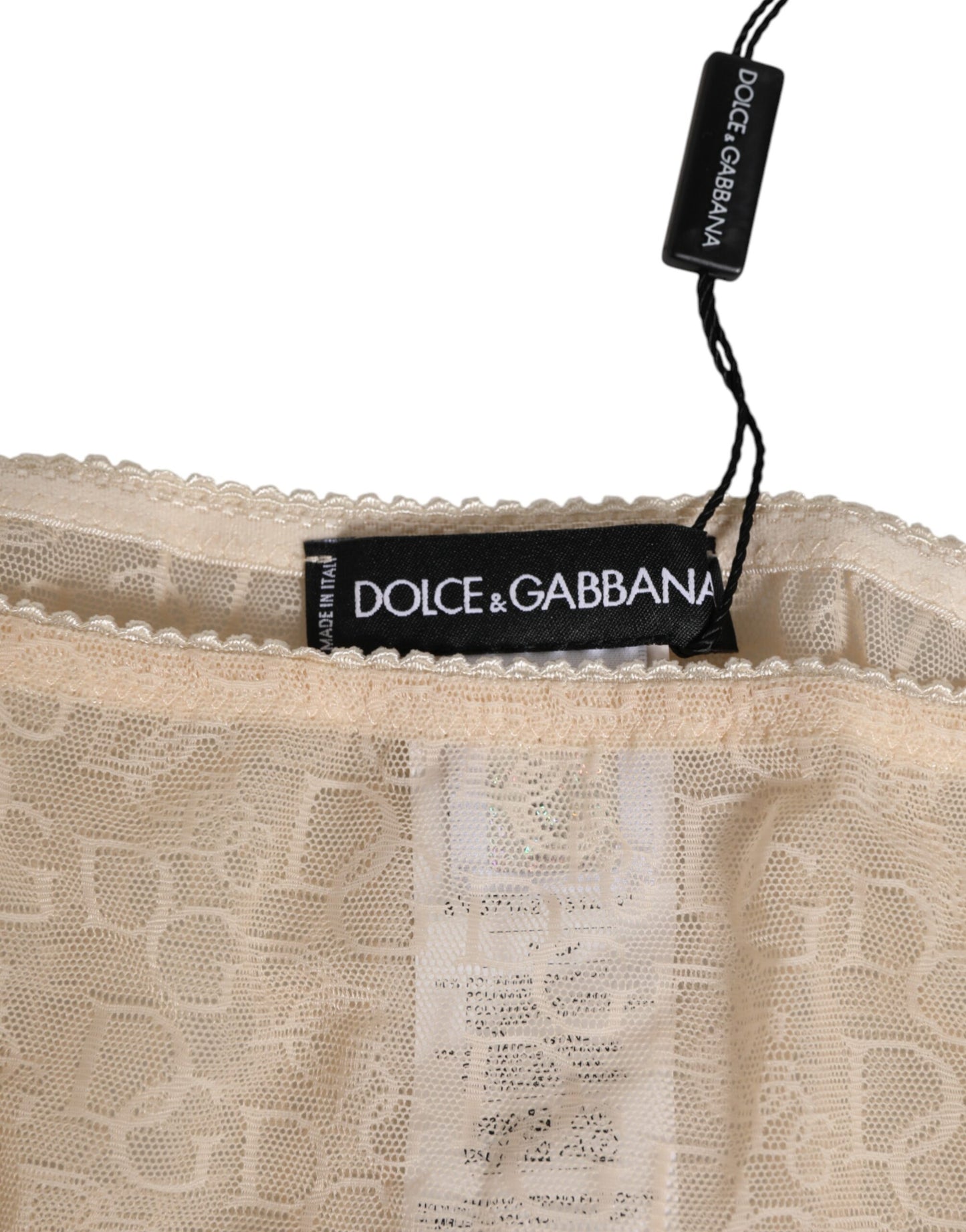 Dolce & Gabbana Beige DG Logo Lace Mid Waist Panty Underwear Dolce & Gabbana