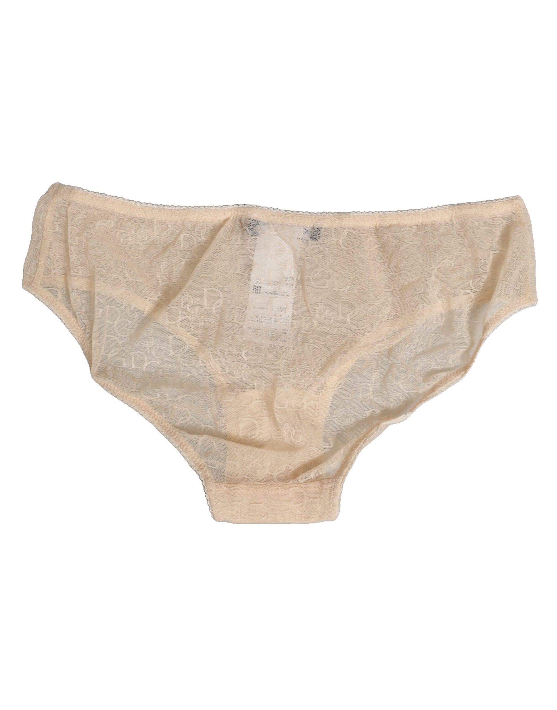 Dolce & Gabbana Beige DG Logo Lace Mid Waist Panty Underwear Dolce & Gabbana