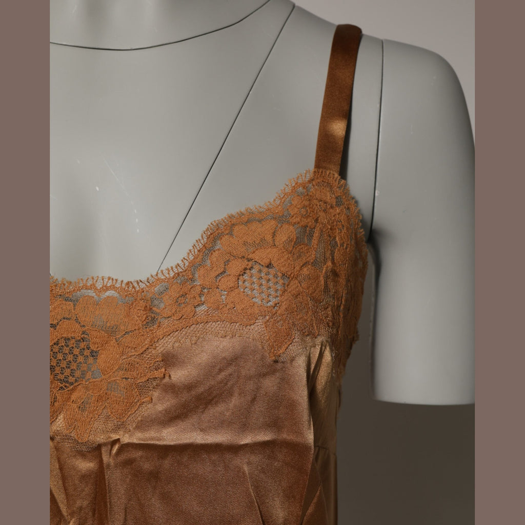 Dolce & Gabbana Brown Floral Lace Tank Lingerie Sleepwear Underwear