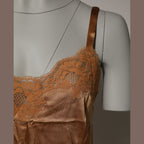Dolce & Gabbana Brown Floral Lace Tank Lingerie Sleepwear Underwear