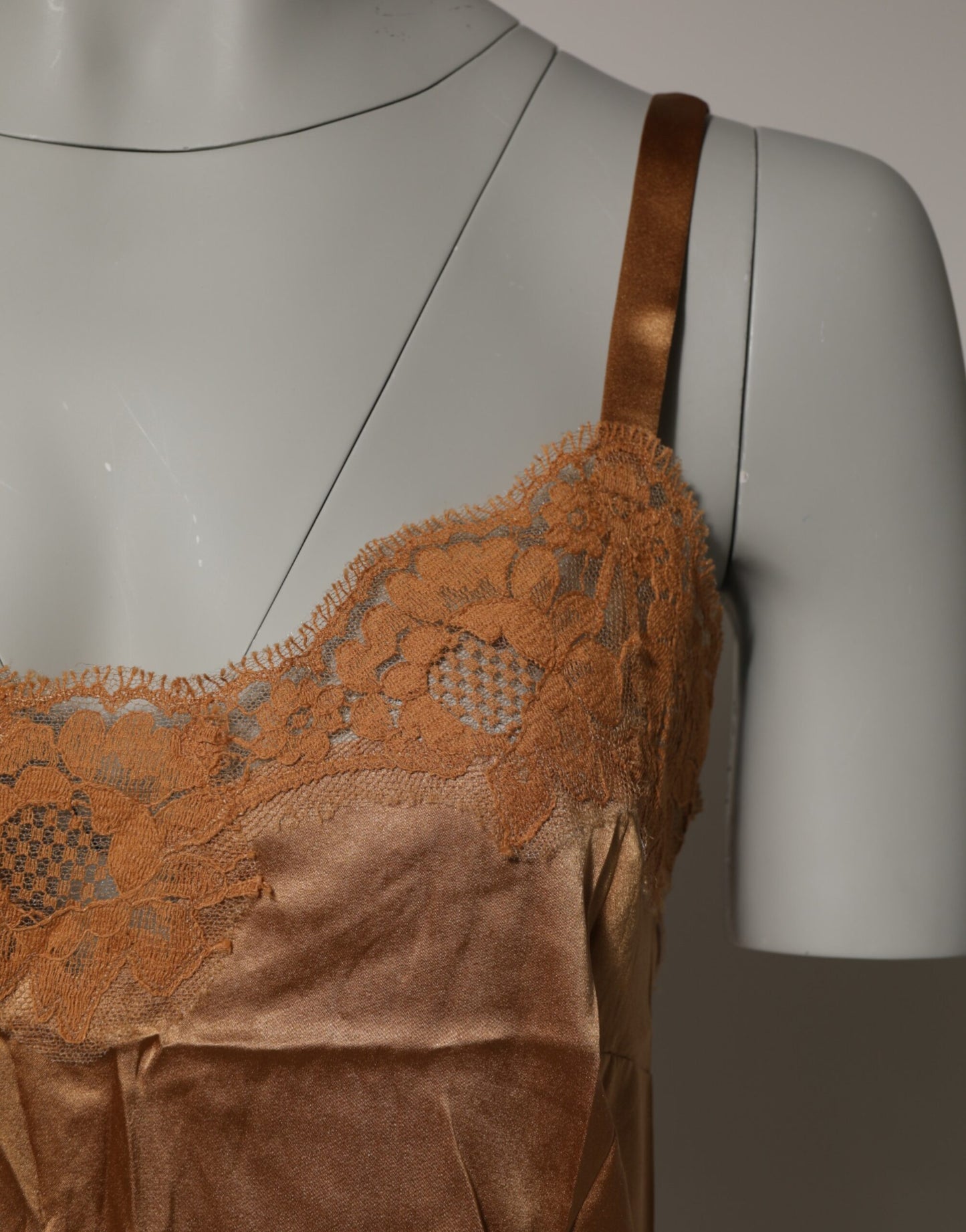Dolce & Gabbana Brown Floral Lace Tank Lingerie Sleepwear Underwear Dolce & Gabbana