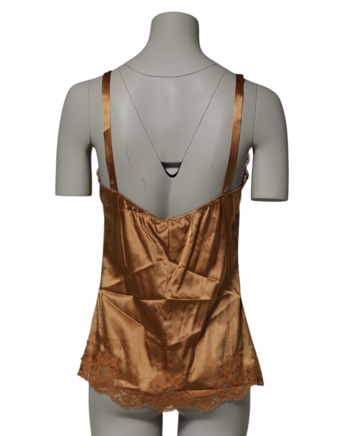 Dolce & Gabbana Brown Floral Lace Tank Lingerie Sleepwear Underwear Dolce & Gabbana