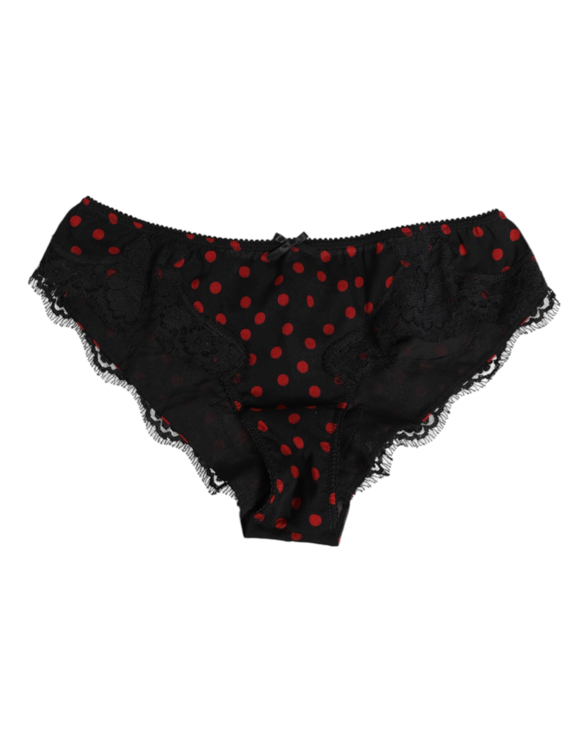 Dolce & Gabbana Black Polka Dotted Silk Low Waist Panty Underwear Dolce & Gabbana