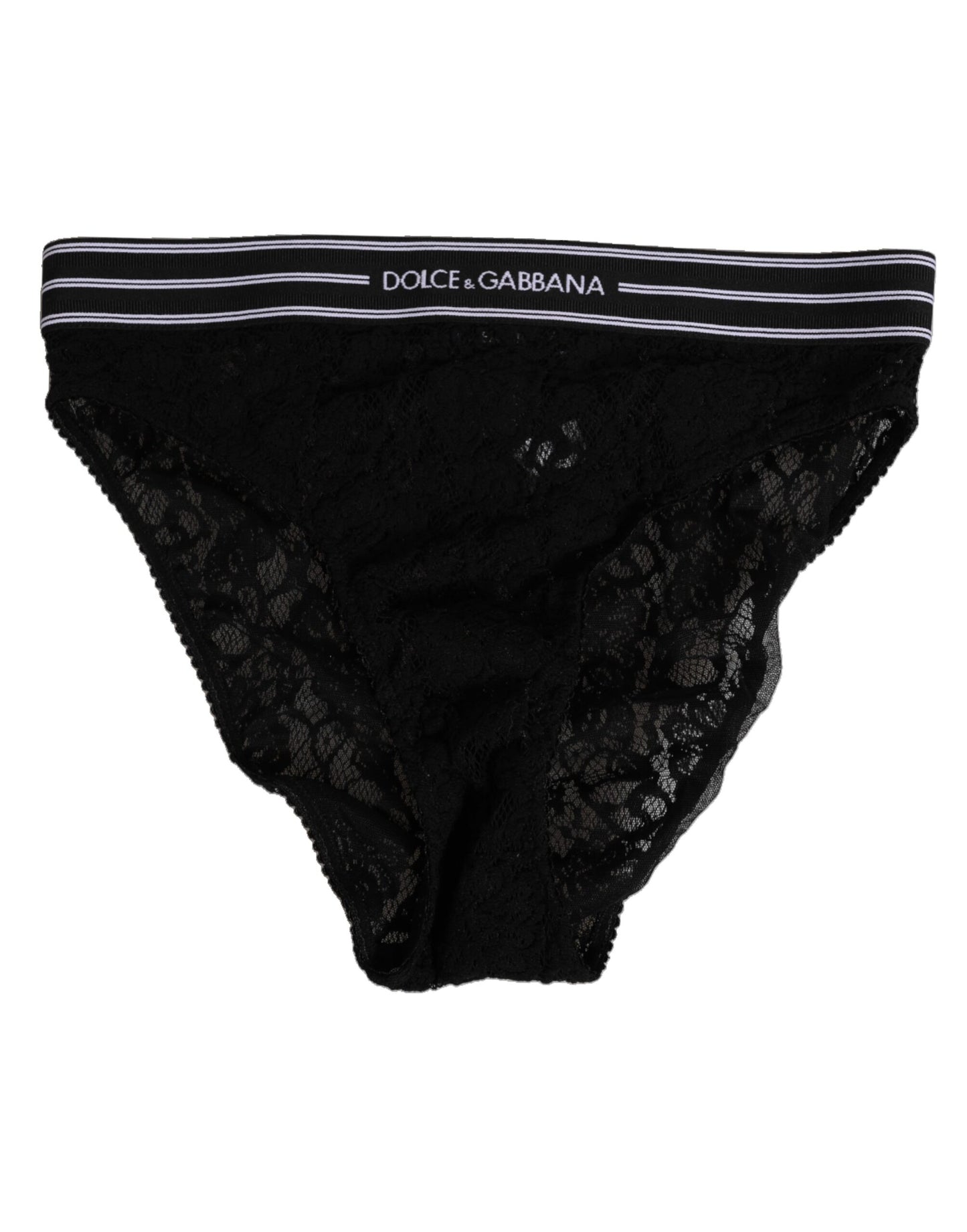 Dolce & Gabbana Black Lace Slip Brief Logo Waistband Underwear Dolce & Gabbana