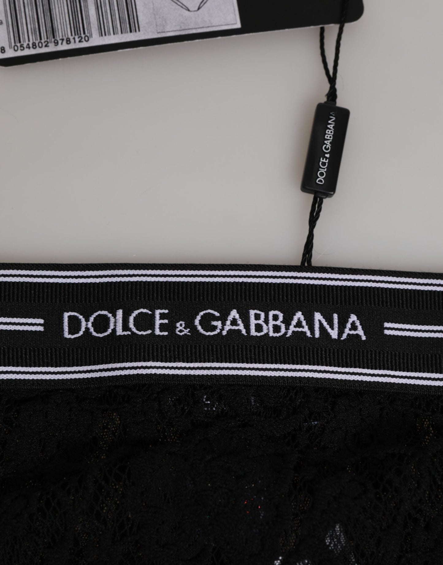 Dolce & Gabbana Black Lace Slip Brief Logo Waistband Underwear Dolce & Gabbana