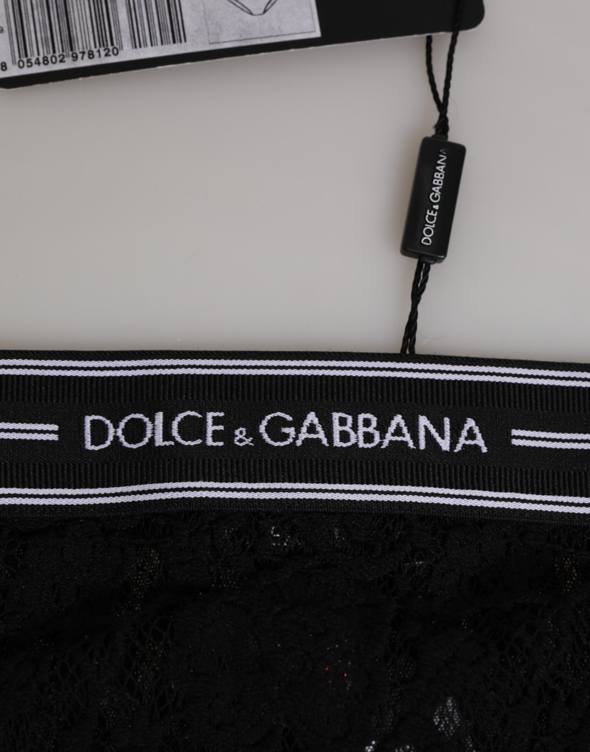 Dolce & Gabbana Black Lace Slip Brief Logo Waistband Underwear Dolce & Gabbana