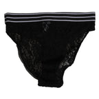 Dolce & Gabbana Black Lace Slip Brief Logo Waistband Underwear