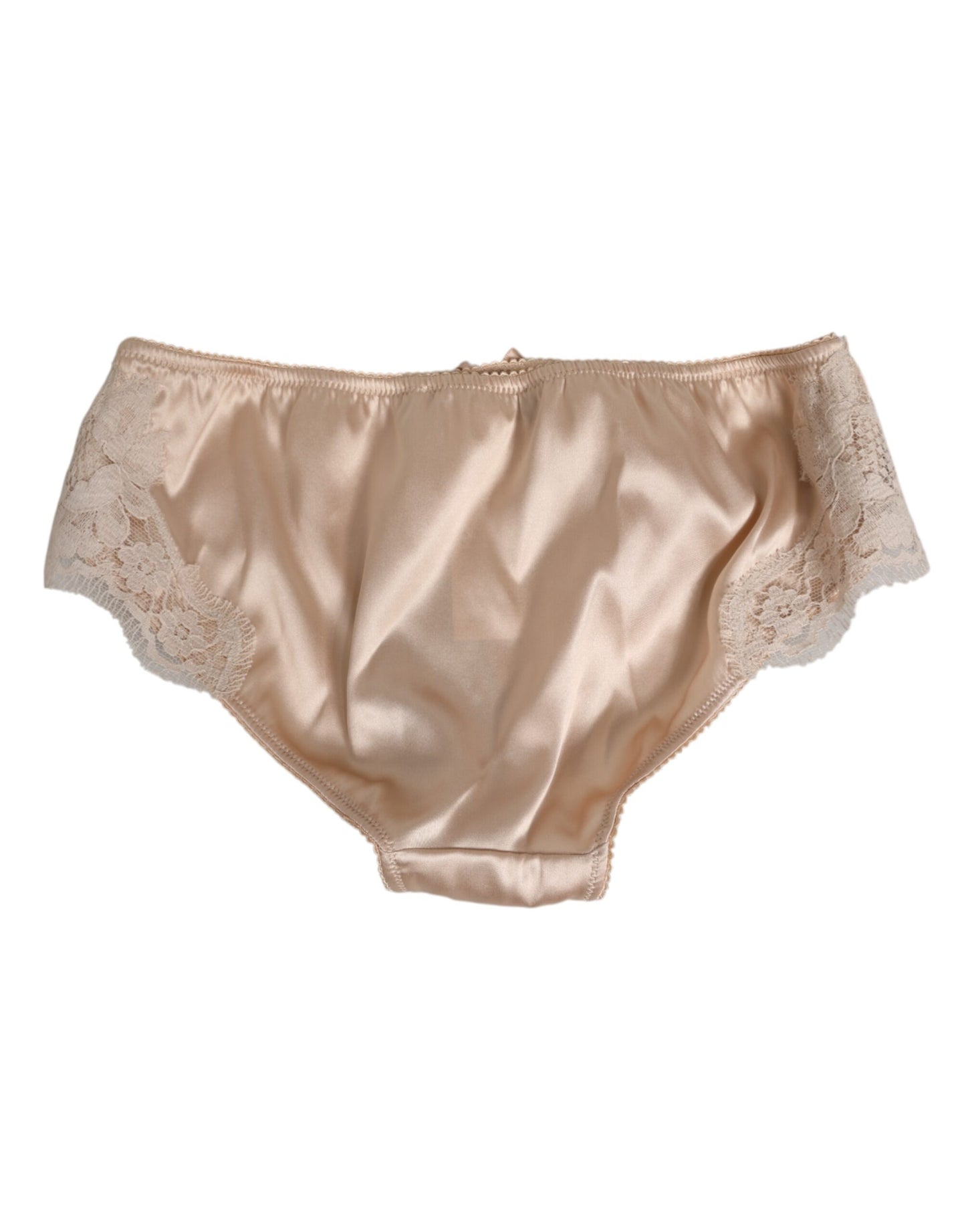 Dolce & Gabbana Beige Silk Satin Floral Lace Panty Brief Underwear Dolce & Gabbana